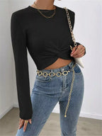 Twisted Front Cropped Knit Top (11)