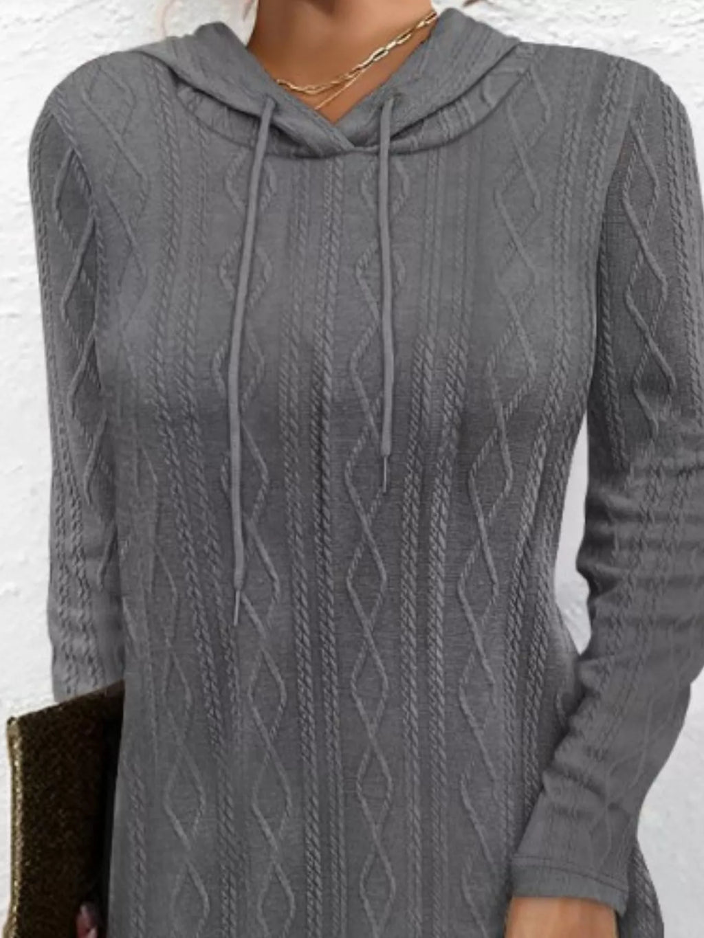 Casual Long Sleeve Hooded Knit Dress (6)
