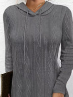 Casual Long Sleeve Hooded Knit Dress (6)