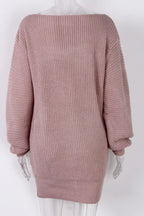 Boat Neck Long Sleeve Mini Sweater Dress (5)