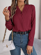 Layered V-neck Long Sleeve Blouse (27)