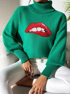 Lip Turtleneck Long Sleeve Sweater (4)