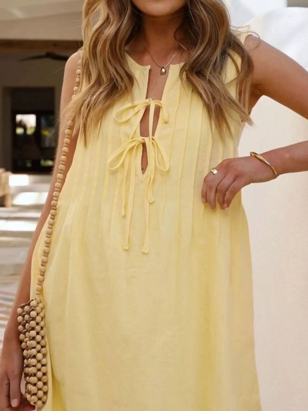 Sleeveless Tie-front Mini Dress (10)