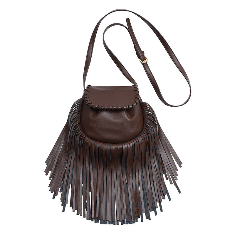 Trend Retro Tassel Shoulder Cross Body Bucket Bag photo 8