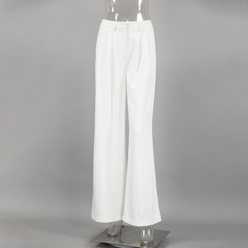 White High-waist Trousers Loose Casual Pants photo 10