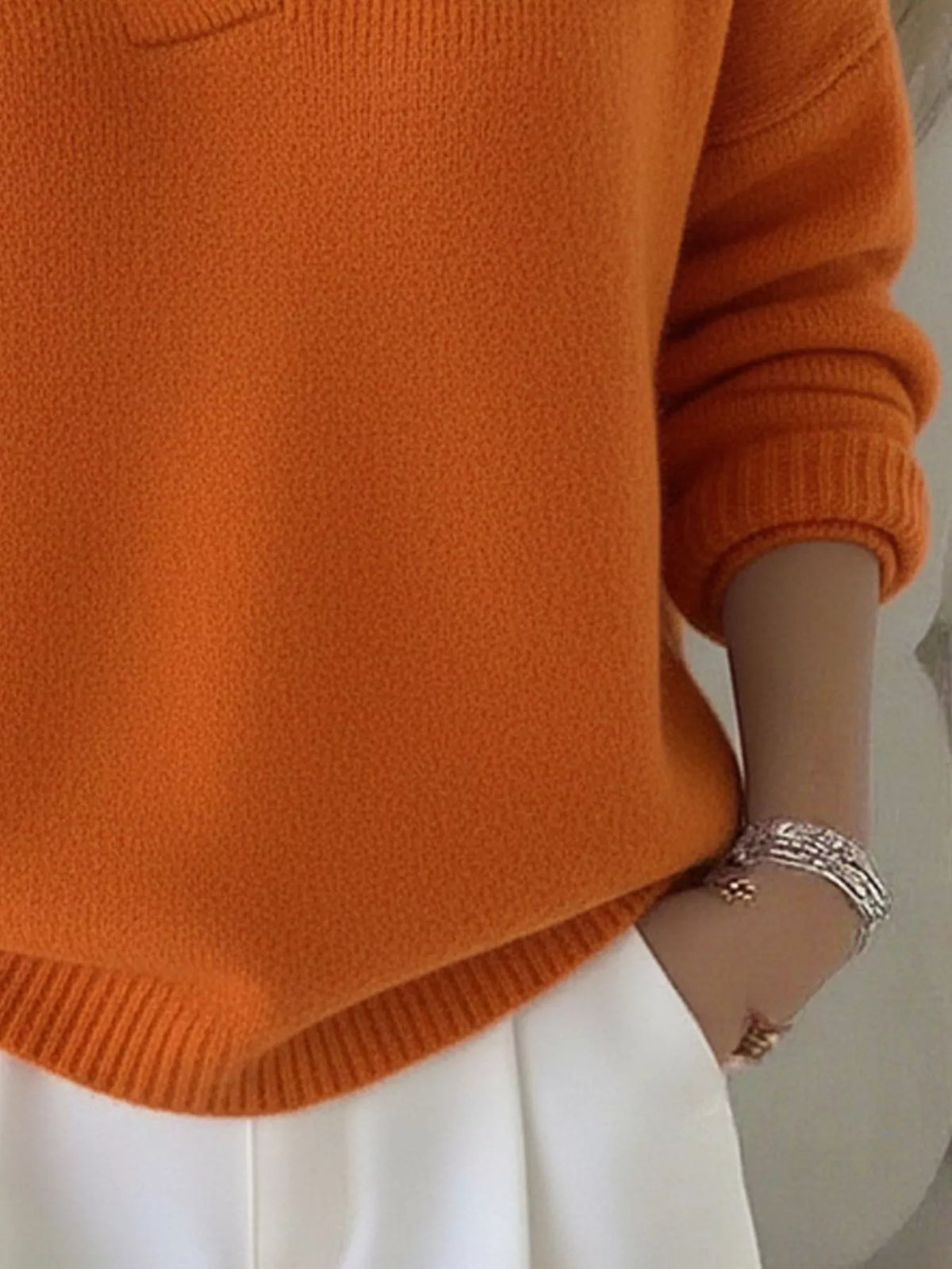 Full Size V-neck Long Sleeve Sweater Plus (3)