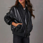Leather Baseball Uniform Jacket Long-sleeved Motorcycle Coat variant CJYD192584201AZ|CJYD192584202BY|CJYD192584203CX|CJYD192584204DW