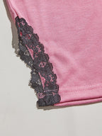 V-neck Lace Trim Slit Cami Pants Pajama Set (16)