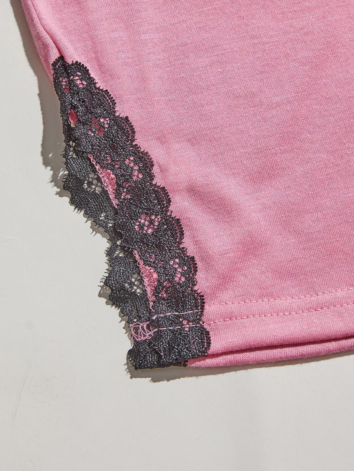 V-neck Lace Trim Slit Cami Pants Pajama Set (16)