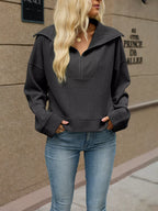 Half-zip Dropped Shoulder Sweatshirt (8)