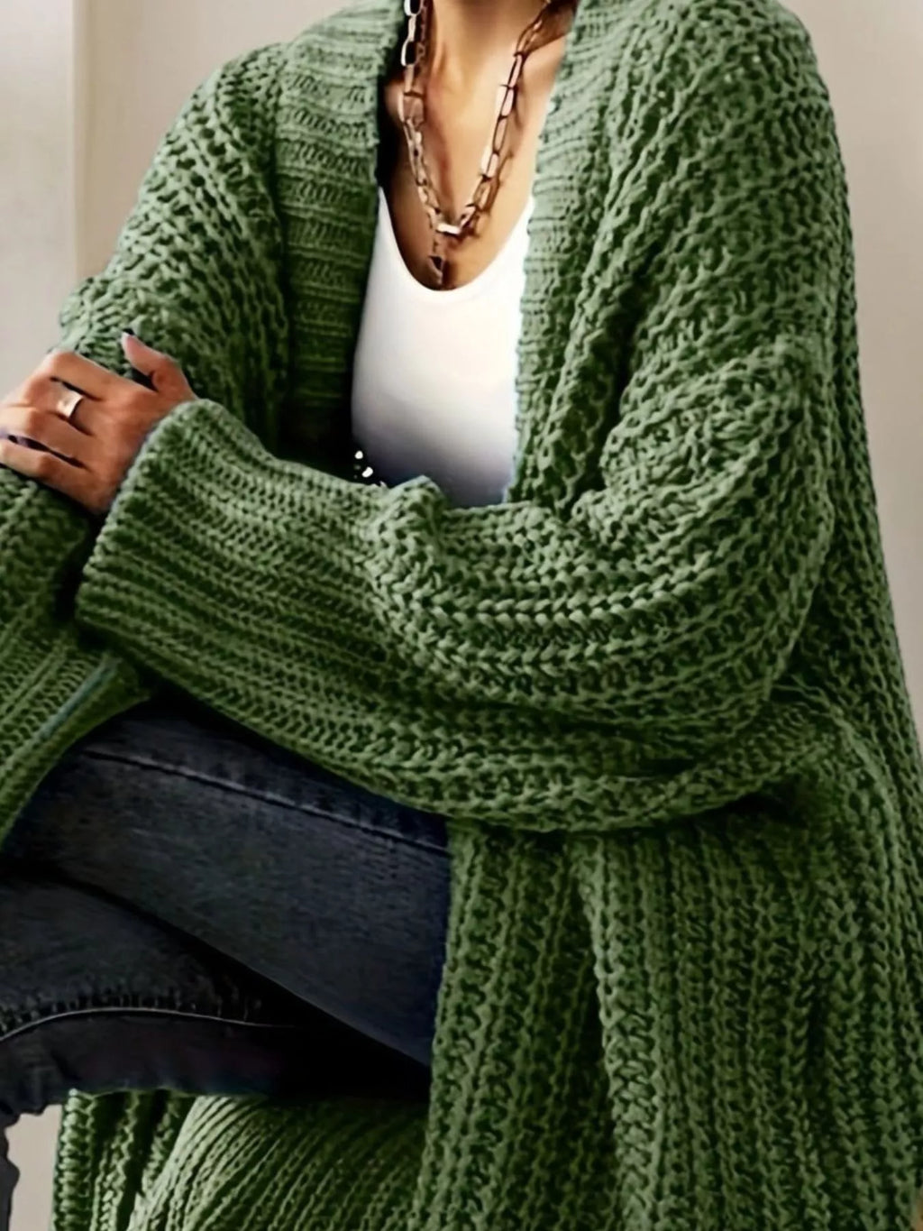 Chunky Knit Open Front Cardigan (11)