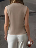 Sleeveless Button-down Knit Vest (7)