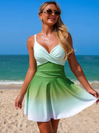 V-neck Gradient One-piece Swimsuit (7)