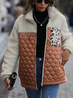 Leopard Block Zip-up Jacket