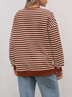 Striped Round Neck Oversized Casual Sweatshirt (28)