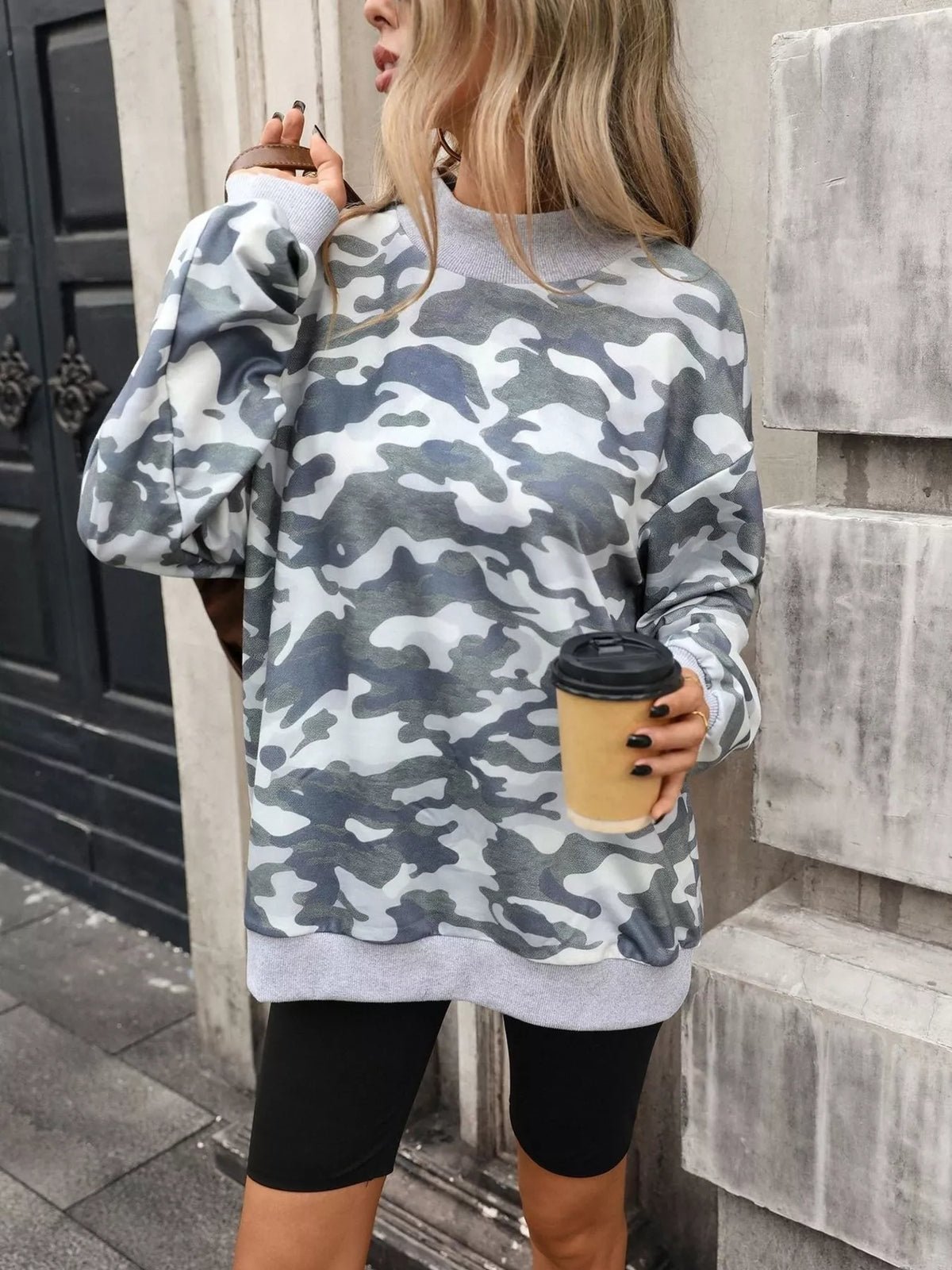 Camouflage Print Mock Neck Sweatshirt (14)