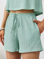 Textured Round Neck Tank Shorts Set (29)