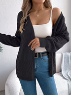 Openwork Open Front Long Sleeve Cardigan (9)