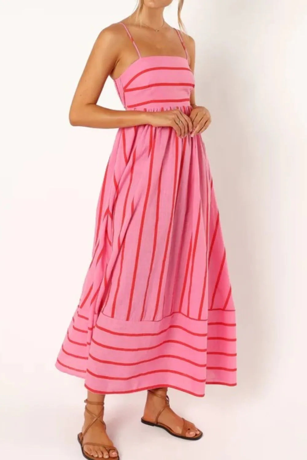 Striped Square Neck Cami Dress (2)