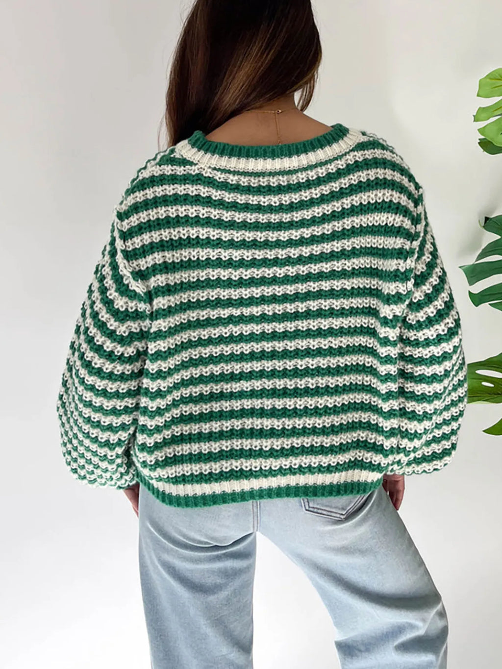Oversized Striped Drop Shoulder Sweater (9)