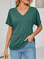 Casual V-neck Short Sleeve T-shirt (16)