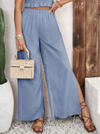 Smocked Surplice Cami Wide Leg Pants Set (7)