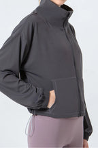 Drawstring Zip Up Dropped Shoulder Active Outerwear (12)