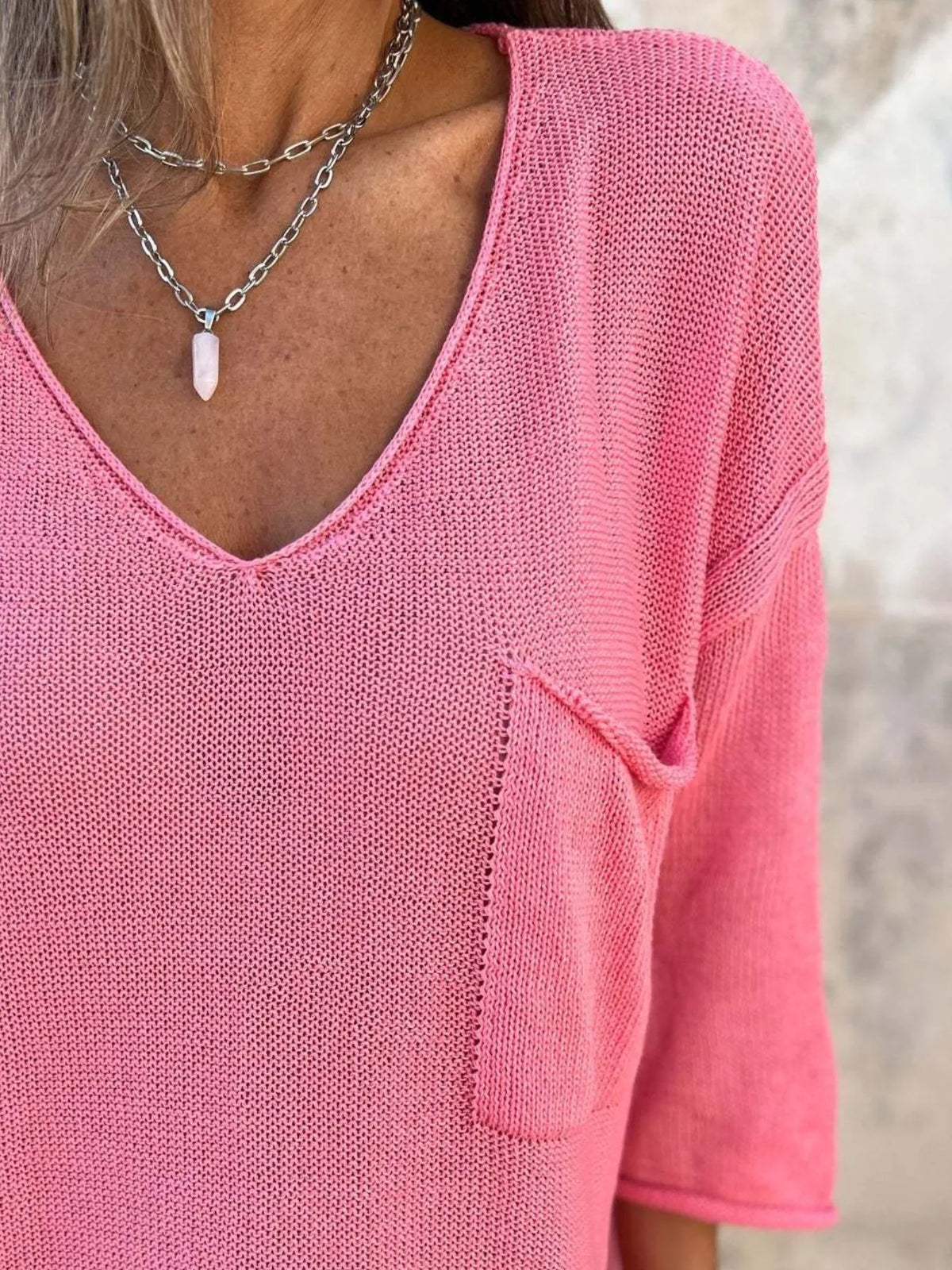 Full Size Casual V-neck Knit Sweater Plus (6)