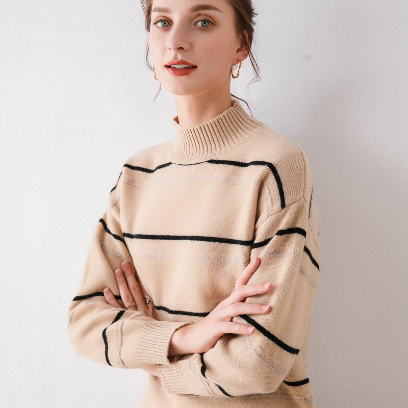 Wool Turtleneck Sweater variant CJNSSYMY01655-Khaki-XL|CJNSSYMY01655-Khaki-XXL|CJNSSYMY01655-Khaki-S|CJNSSYMY01655-Khaki-3XL|CJNSSYMY01655-Khaki-M|CJNSSYMY01655-Khaki-L