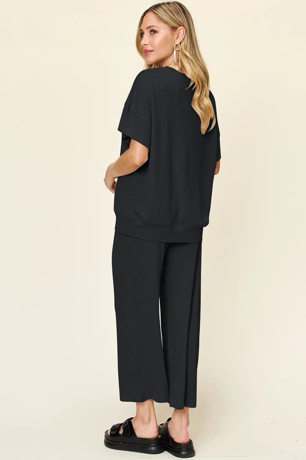 Round Neck Short Sleeve Wide Leg Pants (20)