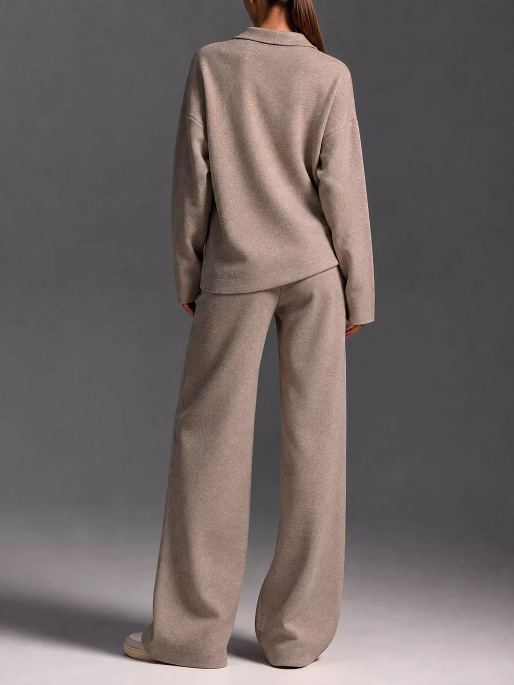 Polo Collar Top Wide-leg Pants Set (13)