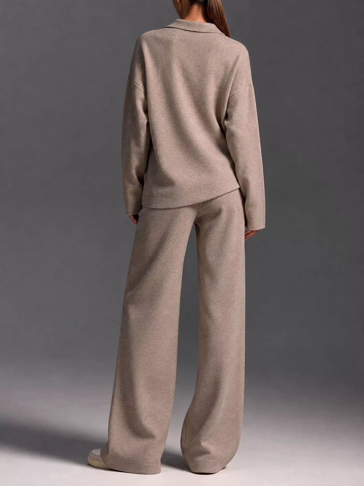 Polo Collar Top Wide-leg Pants Set (13)