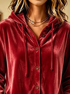 Full Size Velvet Button-down Hooded Top Plus (8)