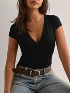 Ruched Short Sleeve Fitted T-shirt (10)