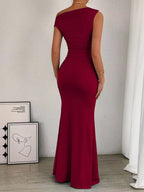 One-shoulder Ruched Bodycon Maxi Dress (8)