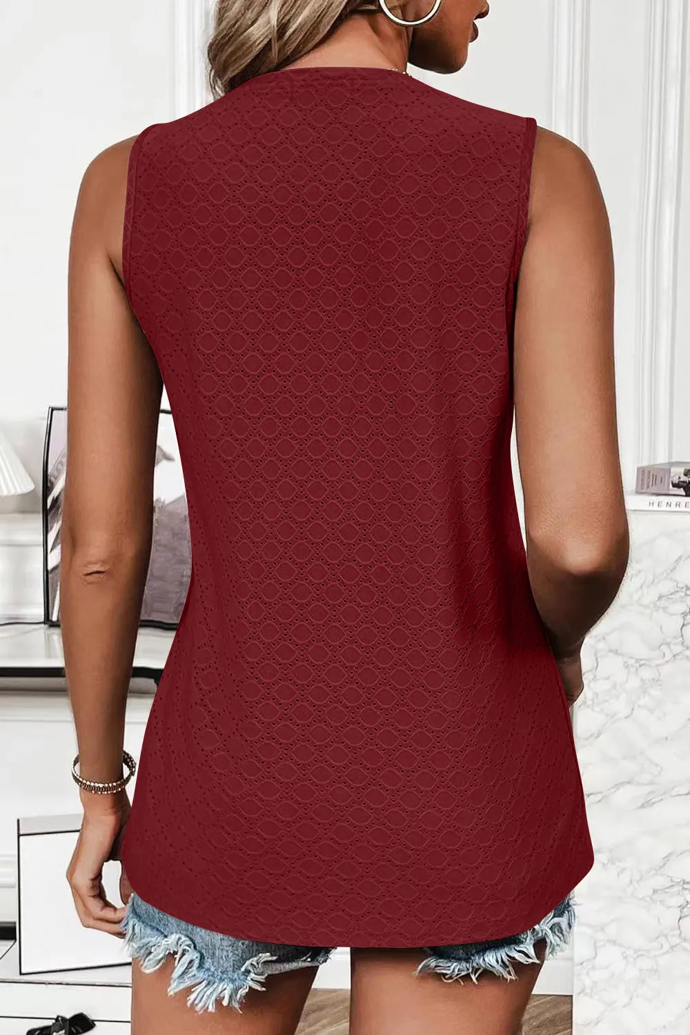 Eyelet Round Neck Tank (15)