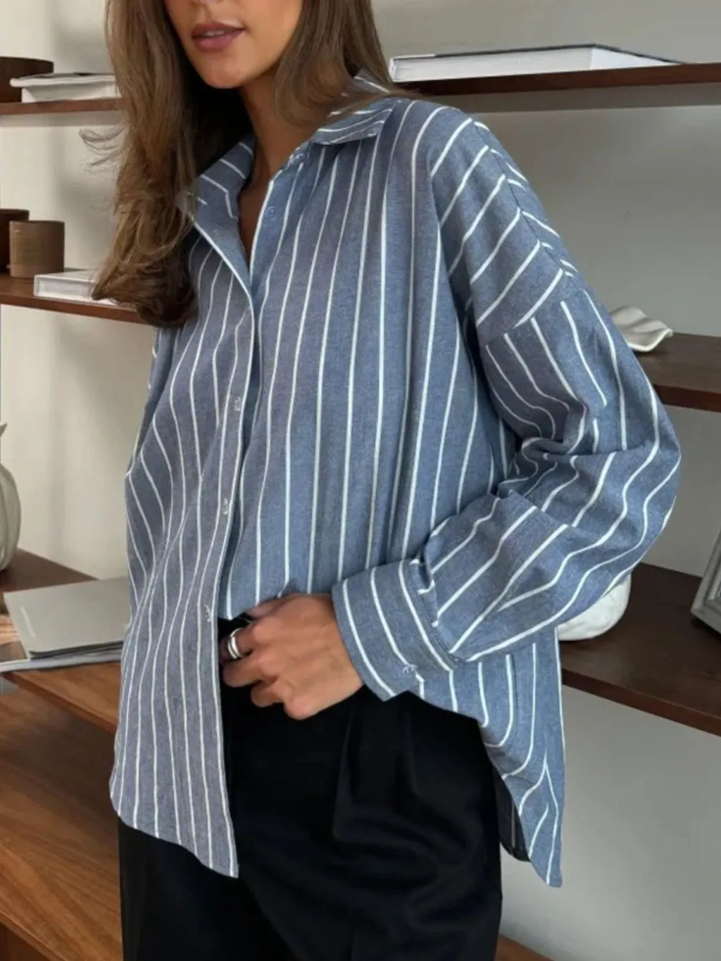 Striped Collared Neck Long Sleeve Shirt (13)