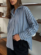 Striped Collared Neck Long Sleeve Shirt (13)