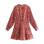 Printed Long Sleeve High Waist Dress photo 1