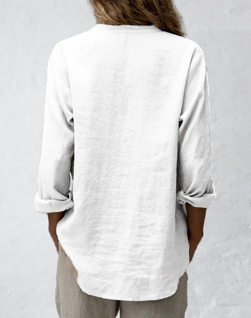 Casual White Linen Blouse photo 2