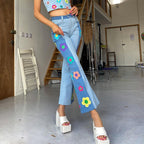 Pattern Colorblock Bootcut Jeans photo 1