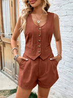 Scoop Neck Sleeveless Top Shorts Set