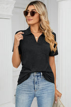 Johnny Collar Short Sleeve Blouse (19)