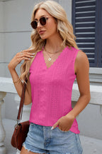 Eyelet V-neck Wide Strap Tank (7)