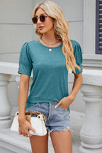 Round Neck Puff Sleeve T-shirt (17)