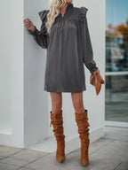 Ruffled Notched Long Sleeve Dress (7)