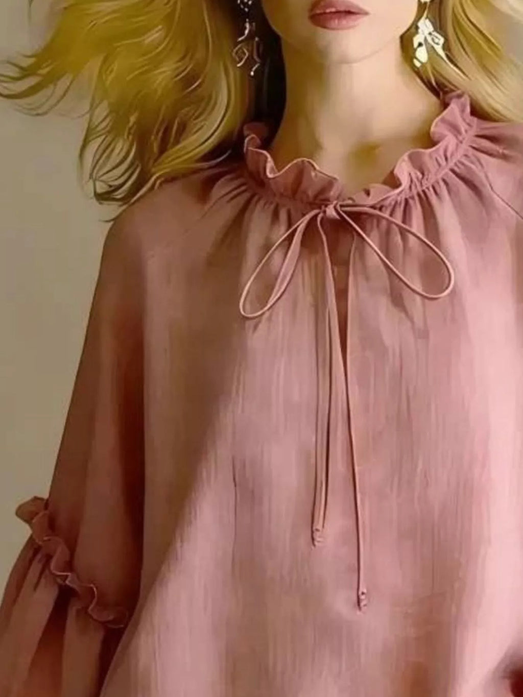 Frill Balloon Sleeve Blouse (6)