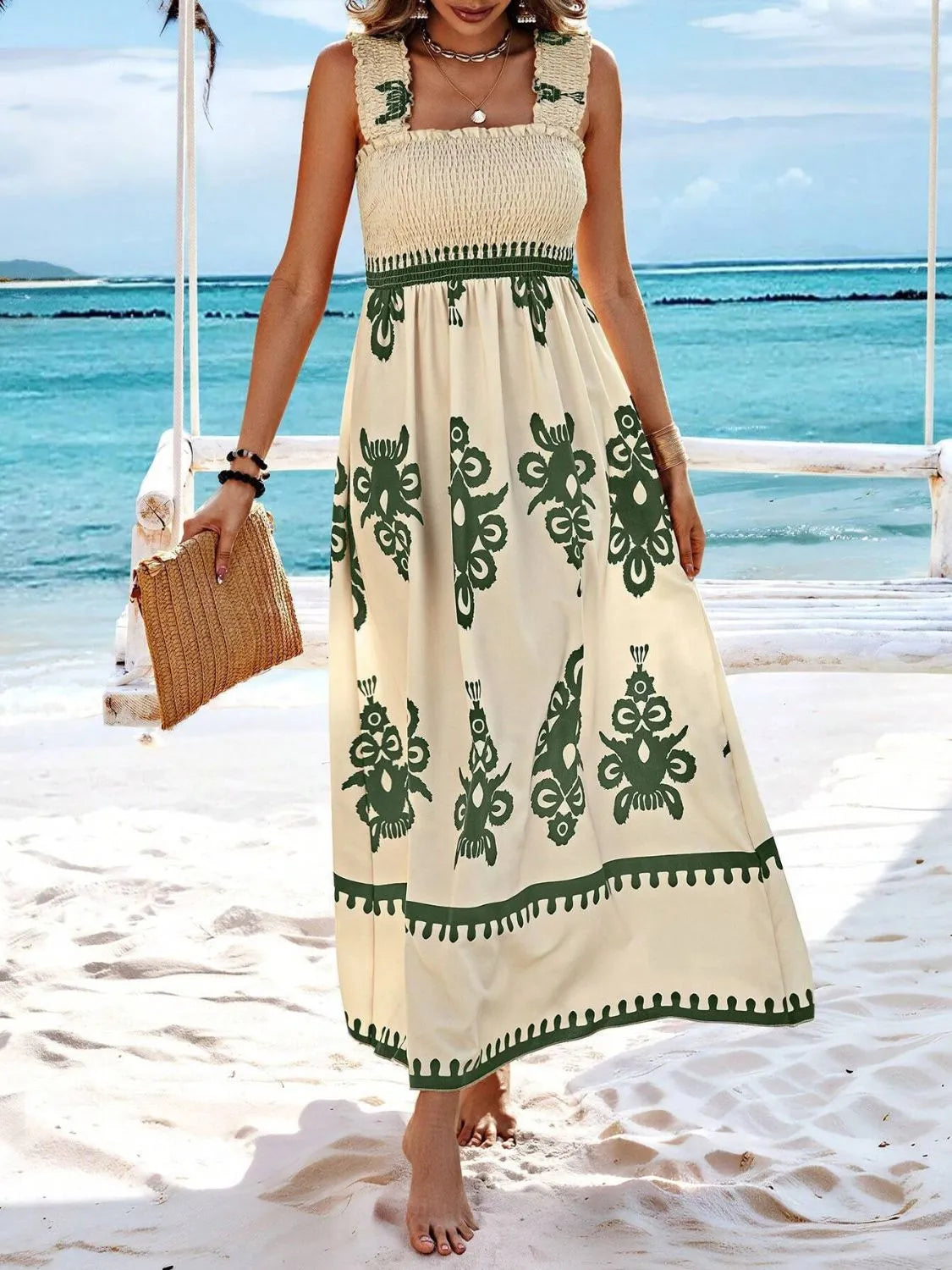 Smocked Printed Wide Strap Maxi Dress (13)