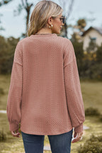 Textured V-neck Dropped Shoulder T-shirt (15)