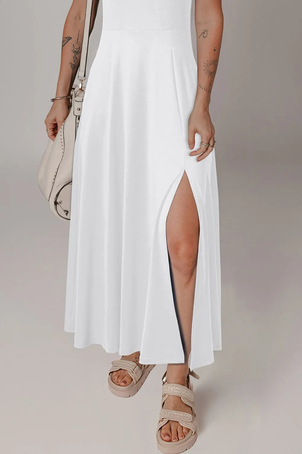 Side Slit Scoop Neck Wide Strap Dress (16)